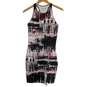 Abercrombie & Fitch | Printed racerback crewneck side slit stretchy mini dress